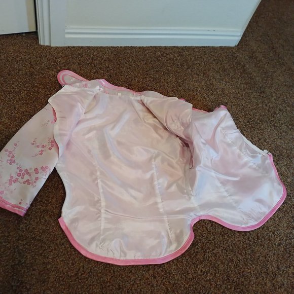 Pink Chinese Formal Traditional Cherry Blossom Shirt Women's Small Frog Ties - Picture 8 of 13